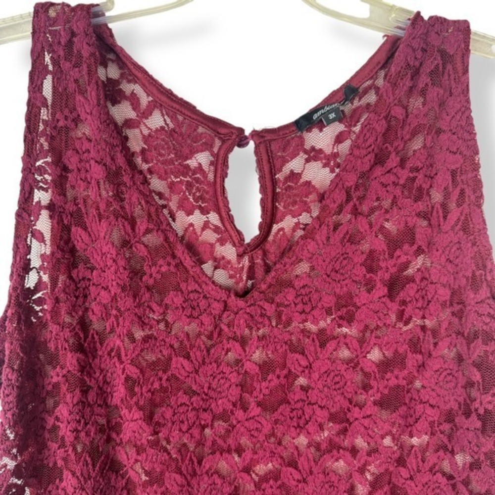 Womens Lace Burgundy Bodysuit Size 3x Witchy Vamp Coquette Festival Goth Y2K - Picture 10 of 11
